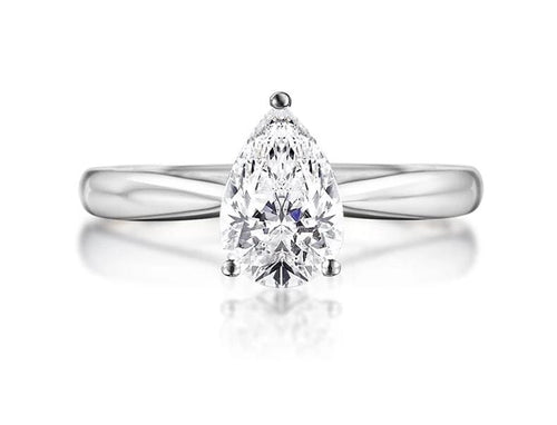 Platinum Plated Silver Pear Cut Solitaire Moissanite Ring .5ct Moissanite Engagement Rings & Jewelry | Luxus Moissanite