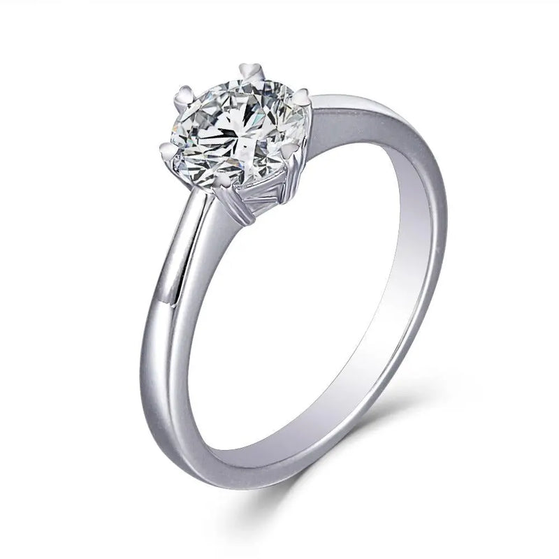 Platinum Plated Silver Solitaire Moissanite Ring 1ct Moissanite Engagement Rings & Jewelry | Luxus Moissanite