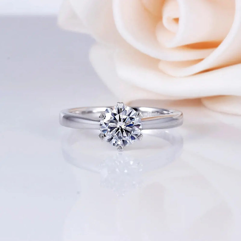 Platinum Plated Silver Solitaire Moissanite Ring 1ct Moissanite Engagement Rings & Jewelry | moissanite rings engagement |Luxus Moissanite