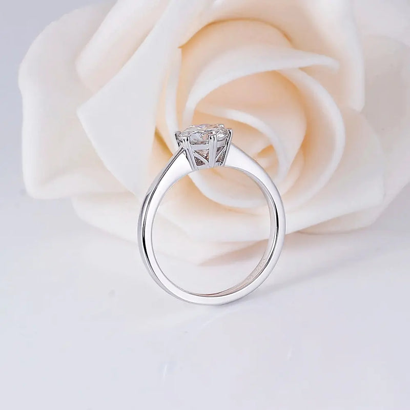 Platinum Plated Silver Solitaire Moissanite Ring 1ct Moissanite Engagement Rings & Jewelry | moissanite rings engagement |Luxus Moissanite