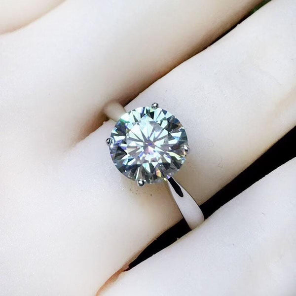 Platinum Plated Silver Solitaire Moissanite Ring 2ct Moissanite Engagement Rings & Jewelry | Luxus Moissanite | Beautiful Platinum Plated Silver Solitaire 2 Carat Moissanite Ring