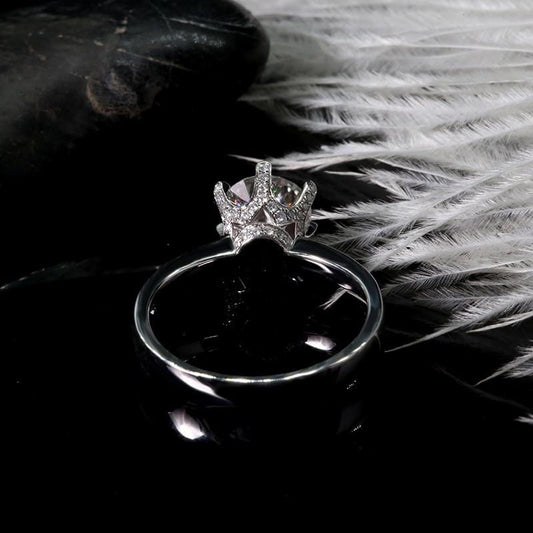 Platinum Plated Silver Vintage Moissanite Ring 1ct Center Stone Moissanite Engagement Rings & Jewelry | Luxus Moissanite