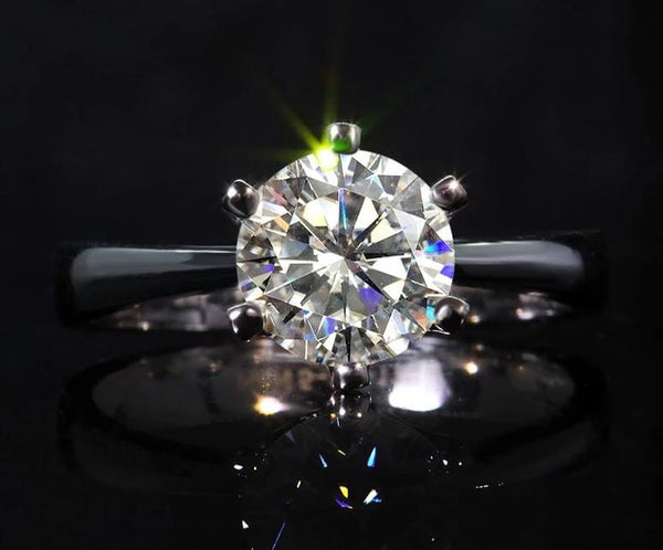 Platinum Plated Silver Vintage Moissanite Ring 1ct Center Stone Moissanite Engagement Rings & Jewelry | Luxus Moissanite