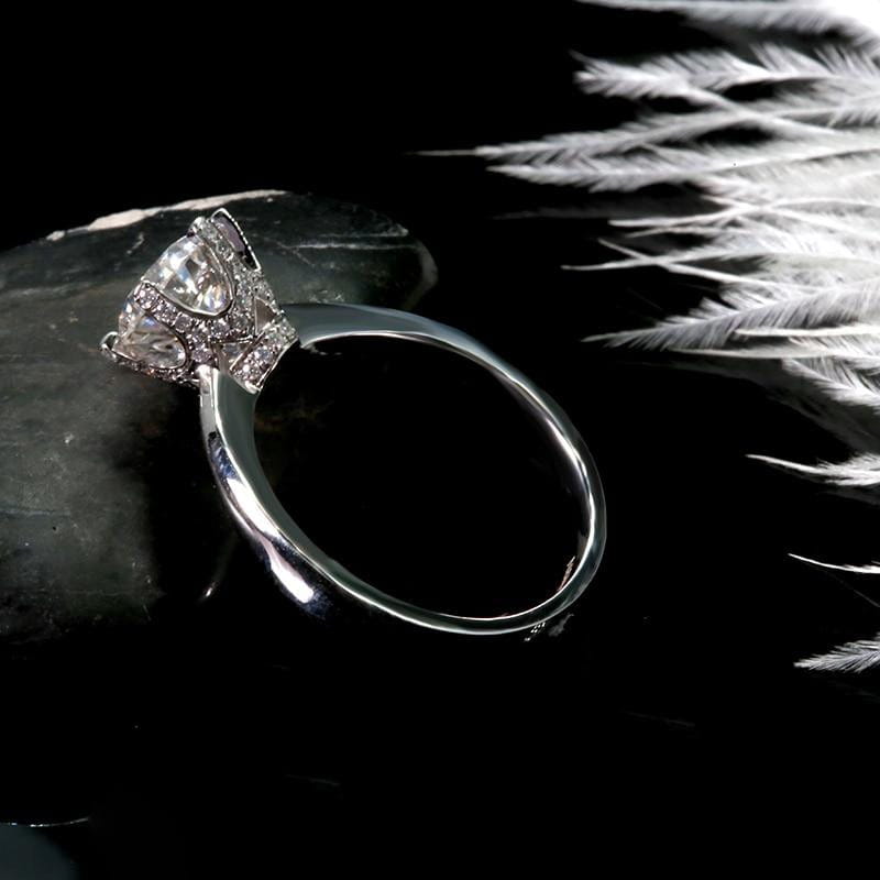 Platinum Plated Silver Vintage Moissanite Ring 1ct Center Stone Moissanite Engagement Rings & Jewelry | Luxus Moissanite