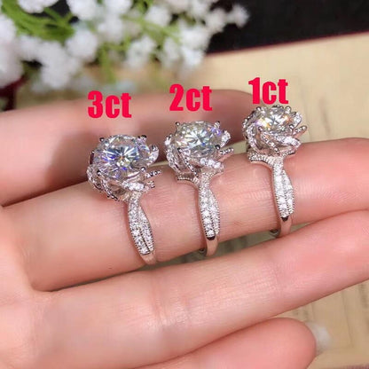 Platinum Plated Silver Vintage Moissanite Ring 1ct, 2ct, 3ct Options Moissanite Engagement Rings & Jewelry | Luxus Moissanite | Moissanite Engagement Rings Cheap