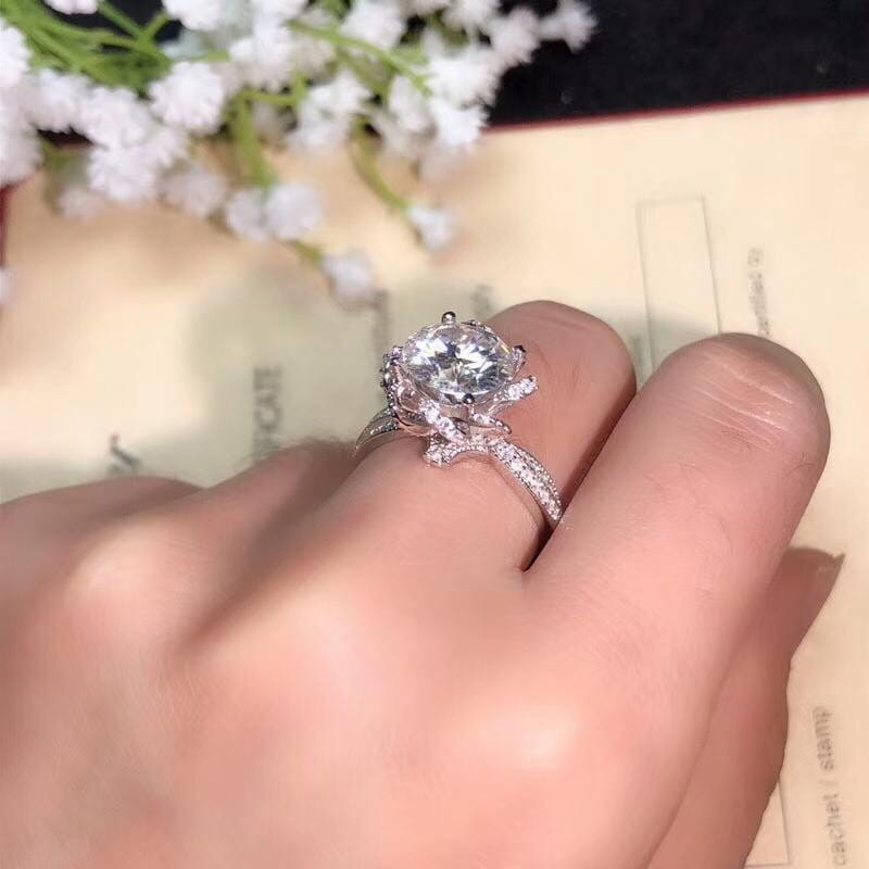 Platinum Plated Silver Vintage Moissanite Ring 1ct, 2ct, 3ct Options Moissanite Engagement Rings & Jewelry | Luxus Moissanite | | Moissanite Engagement Rings Cheap