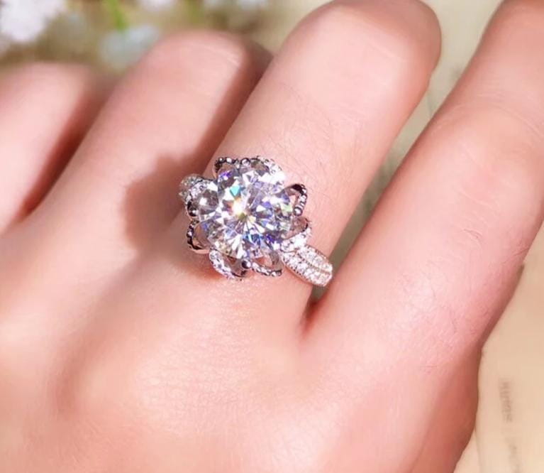 Platinum Plated Silver Vintage Moissanite Ring 1ct, 2ct, 3ct Options Moissanite Engagement Rings & Jewelry | Luxus Moissanite | Moissanite Engagement Rings Cheap