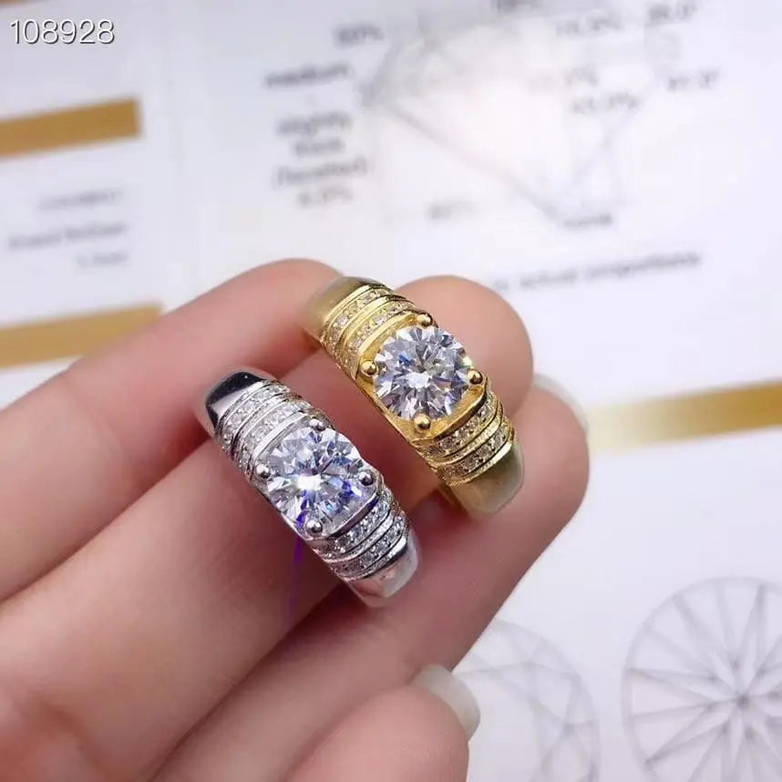 Resizable White Or Yellow Gold Plated Moissanite Rings 1ct Stone Moissanite Engagement Rings & Jewelry | Adjustable Ring Jewelry | Luxus Moissanite