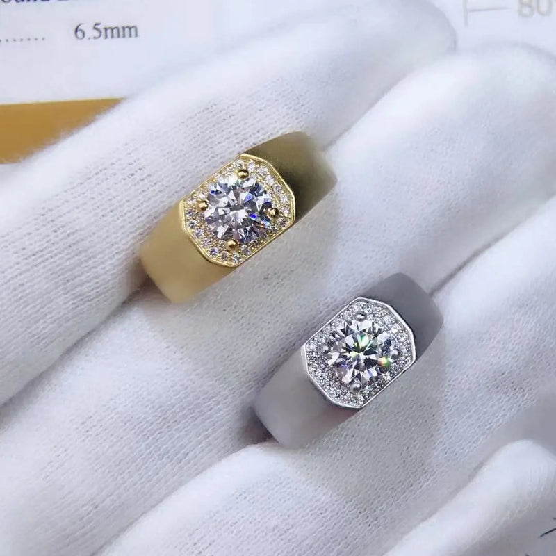 Resizable White or Yellow Gold Halo Moissanite Ring 1ct Stone Moissanite Engagement Rings & Jewelry | Luxus Moissanite