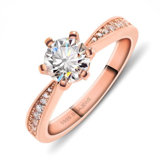 Rose Gold Colored Silver Moissanite Ring 1ct Moissanite Engagement Rings & Jewelry | Luxus Moissanite