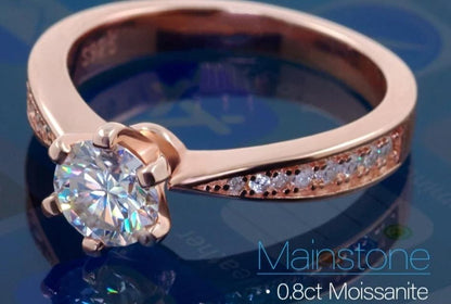 Rose Gold Colored Silver Moissanite Ring 1ct Moissanite Engagement Rings & Jewelry | Luxus Moissanite