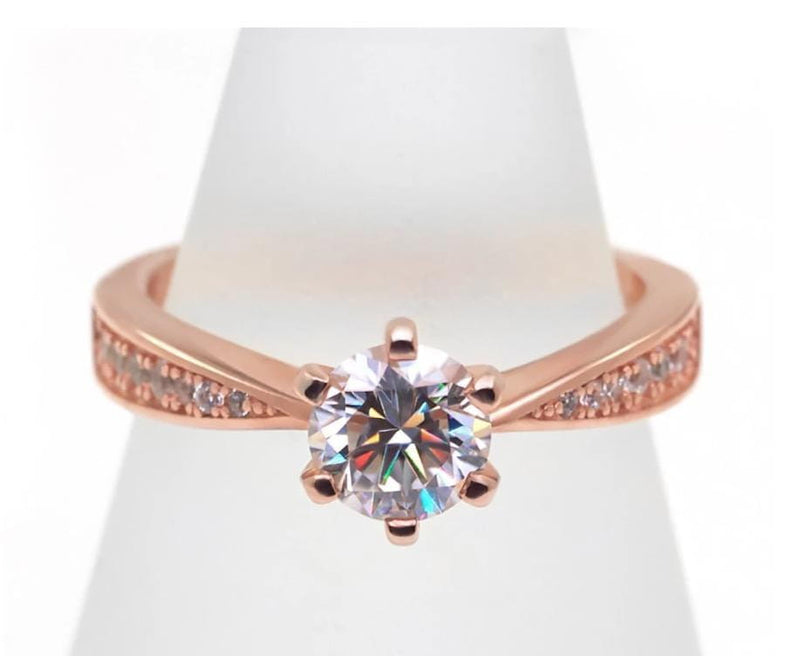 Rose Gold Colored Silver Moissanite Ring 1ct Moissanite Engagement Rings & Jewelry | Luxus Moissanite