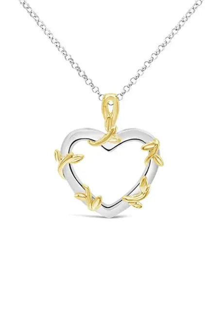 14K GOLD PLATED SILVER TWO TONE HEART PENDANT FOR MOM W/SS CHAIN AND POWER OF A MOTHERS LOVE POETRY CARD Moissanite Engagement Rings & Jewelry | Luxus Moissanite