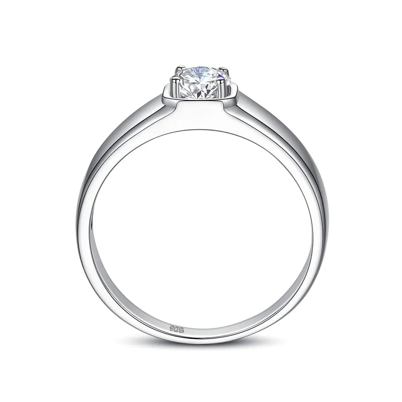 Silver Men's Moissanite Engagement Ring 0.5ct Center Stone Moissanite Engagement Rings & Jewelry | Luxus Moissanite