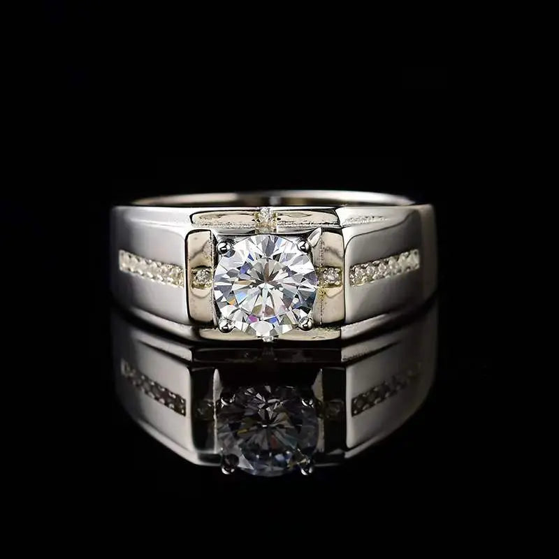 Silver Men's Moissanite Engagement Ring 1 - 3ct Center Stone Moissanite Engagement Rings & Jewelry | Luxus Moissanite