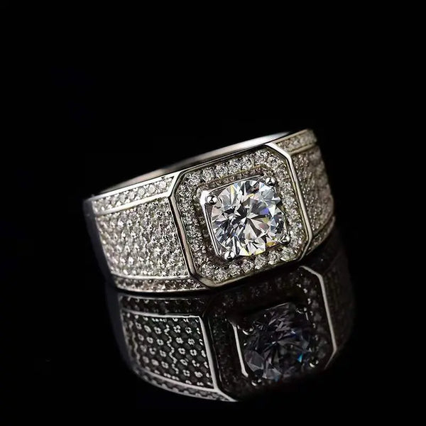 Silver Men's Moissanite Engagement Ring 1 - 3ct Center Stone Moissanite Engagement Rings & Jewelry - engagement ring for man| Luxus Moissanite