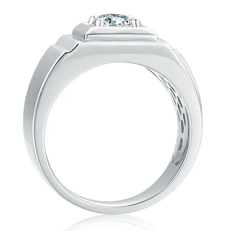 Silver Men's Moissanite Engagement Ring 1ct Center Stone Moissanite Engagement Rings & Jewelry | Luxus Moissanite