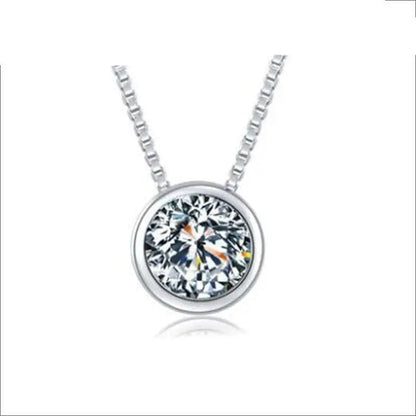 White / Rose Gold Plated 925 Silver Moissanite Necklace 1.2ct Moissanite Engagement Rings & Jewelry | Luxus Moissanite