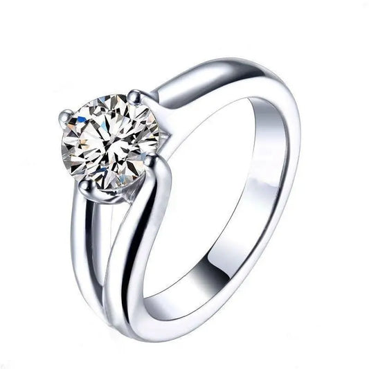 White Gold Plated 925 Silver Moissanite Engagement Ring 1ct Moissanite Engagement Rings & Jewelry | Luxus Moissanite