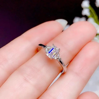 White Gold Plated Emerald Cut Moissanite Ring 0.5ct Moissanite Engagement Rings & Jewelry | Luxus Moissanite