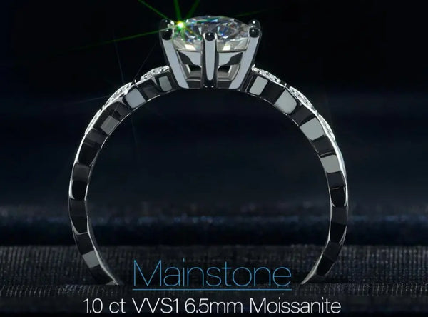 White Gold Plated Moissanite Ring 1ct Center Stone Moissanite Engagement Rings & Jewelry | Luxus Moissanite