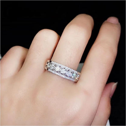 White Gold Plated Silver 7 Stone Moissanite Anniversary Ring 0.77ct Moissanite Engagement Rings & Jewelry - White Gold Plated Silver 7 Stone Moissanite Anniversary Ring for Her 0.77ct | Luxus Moissanite