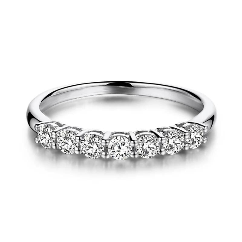 White Gold Plated Silver 7 Stone Moissanite Anniversary Ring 0.77ct Moissanite Engagement Rings & Jewelry - Ladies Anniversary Ring| Luxus Moissanite