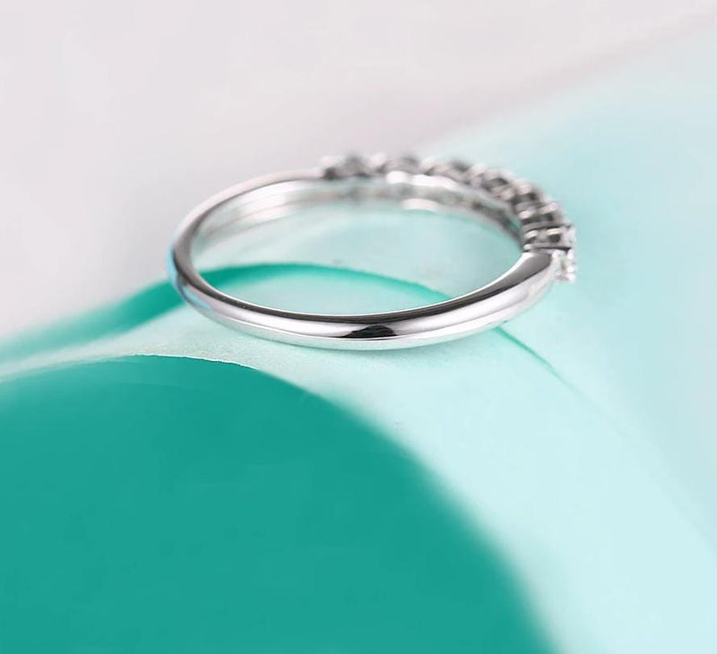 White Gold Plated Silver 7 Stone Moissanite Anniversary Ring 0.77ct Moissanite Engagement Rings & Jewelry - Ladies Anniversary Ring| Luxus Moissanite