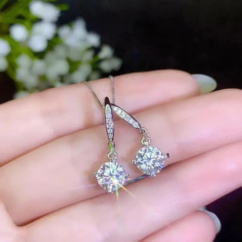 White Gold Plated Silver Drop / Dangle Moissanite Earrings 2ctw – Luxus ...