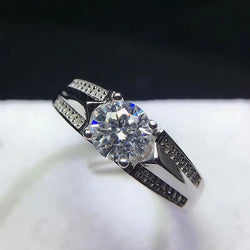White Gold Plated Silver Dual Band Moissanite Ring 1ct Moissanite Engagement Rings & Jewelry | Luxus Moissanite