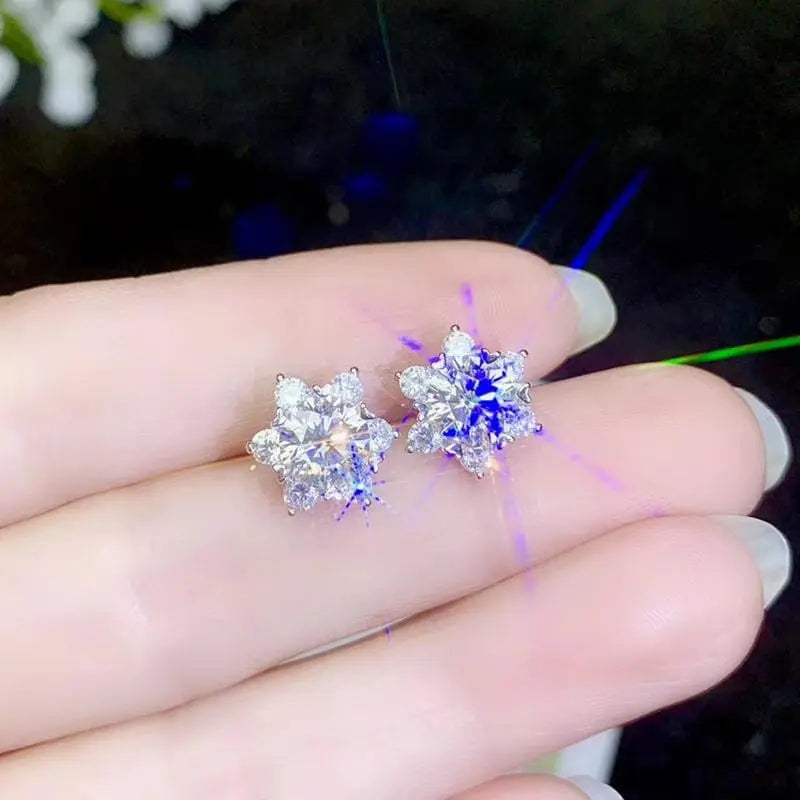 White Gold Plated Silver Halo Stud Moissanite Earrings 1ctw and 2ctw Options Moissanite Engagement Rings & Jewelry | Luxus Moissanite