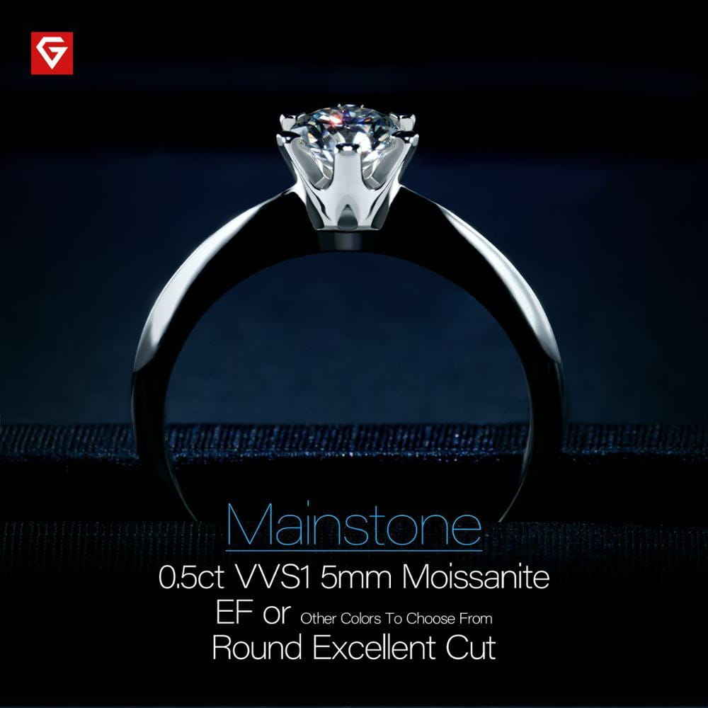 White Gold Plated Silver Moissanite Ring 0.5ct (multiple colors) Moissanite Engagement Rings & Jewelry | Luxus Moissanite
