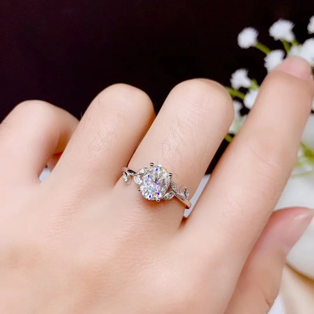 White Gold Plated Silver Moissanite Ring 1.5ct Center Stone Moissanite Engagement Rings & Jewelry | Luxus Moissanite | Breathtaking Engagement Rings