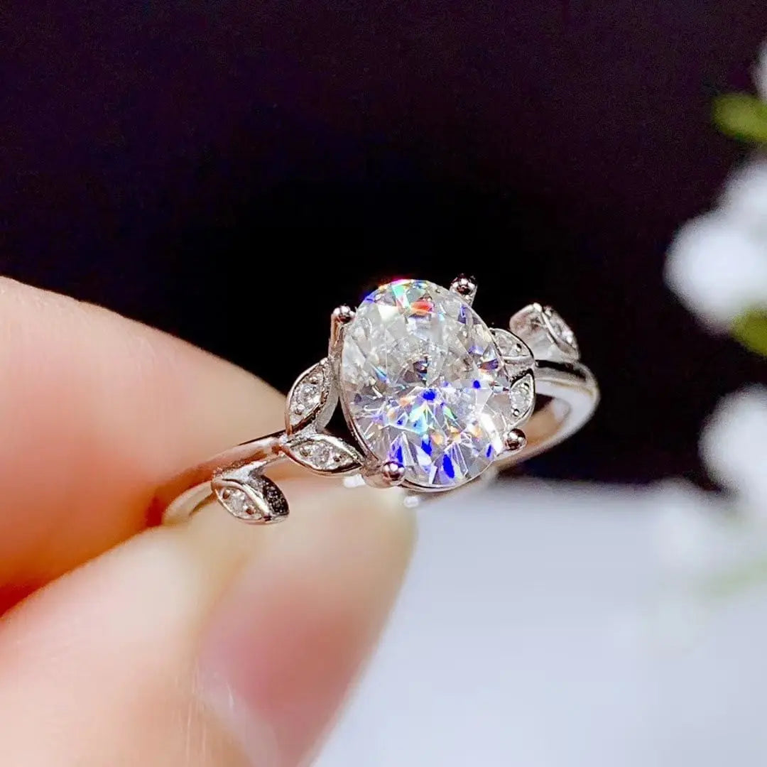 White Gold Plated Silver Moissanite Ring 1.5ct Center Stone Moissanite Engagement Rings & Jewelry | Luxus Moissanite | Breathtaking Engagement Rings