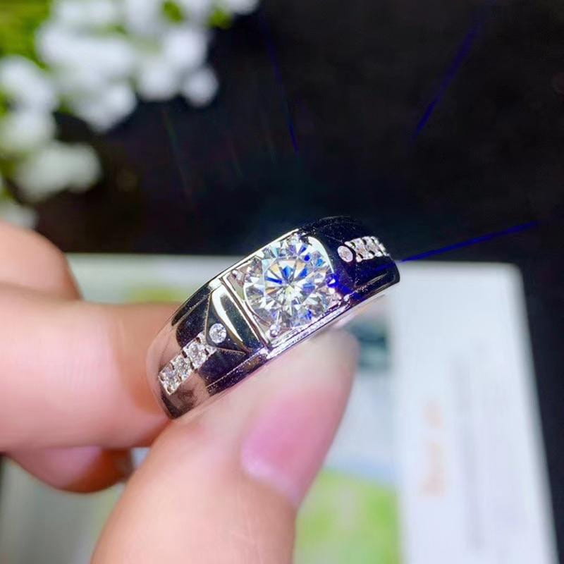 White Gold Plated Silver Moissanite Ring 1ct Center Stone Moissanite Engagement Rings & Jewelry | Luxus Moissanite White Gold Moissanite Ring