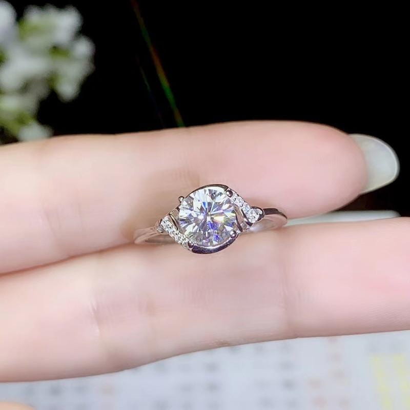 White Gold Plated Silver Moissanite Ring 1ct Moissanite Engagement Rings & Jewelry - Moissanite Engagement Ring 1 Carat | Luxus Moissanite