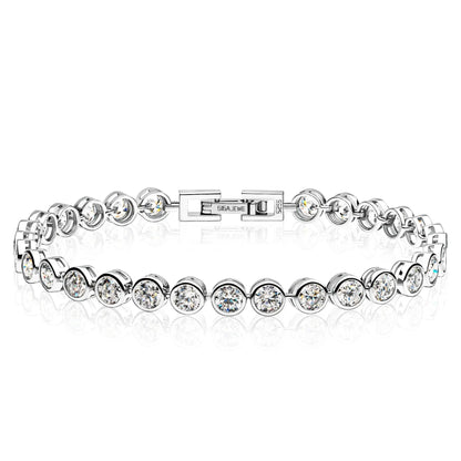 White Gold Plated Silver Moissanite Tennis Bracelet 7.2ct - 9.3ct Moissanite Engagement Rings & Jewelry | Luxus Moissanite