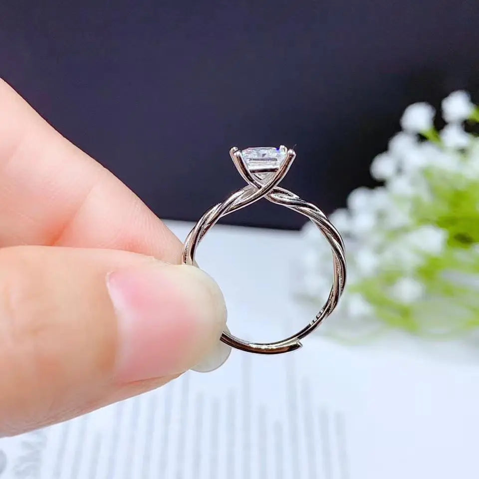 White Gold Plated Silver Princess Cut Moissanite Ring 1ct Moissanite Engagement Rings & Jewelry | Luxus Moissanite | Cute Engagement Ring