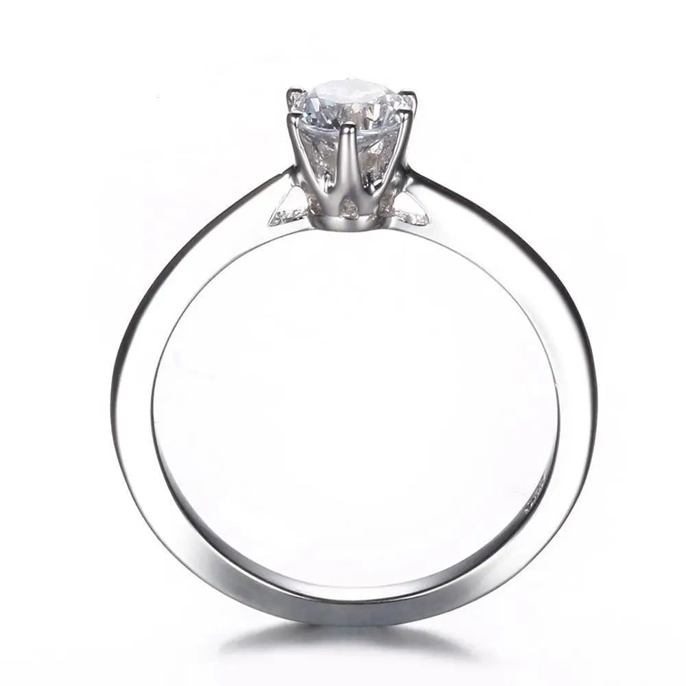 White Gold Plated Silver Solitaire Moissanite Ring 0.5ct Moissanite Engagement Rings & Jewelry | Luxus Moissanite | Best Engagement Ring for Female! | Best Engagement Ring for Female!