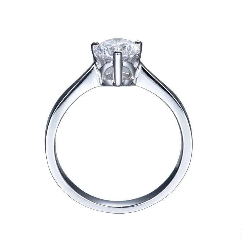 White Gold Plated Silver Solitaire Moissanite Ring 0.8ct Moissanite Engagement Rings & Jewelry | Luxus Moissanite