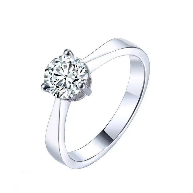White Gold Plated Silver Solitaire Moissanite Ring 0.8ct Moissanite Engagement Rings & Jewelry | Luxus Moissanite