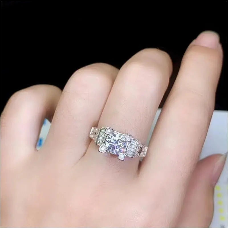 White Gold Plated Silver Vintage Moissanite Ring 1ct Center Stone Moissanite Engagement Rings & Jewelry | Luxus Moissanite | Nice Engagement Ring Brands