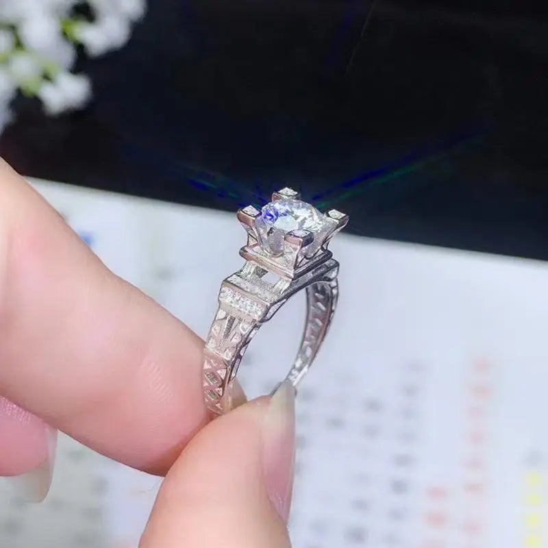 White Gold Plated Silver Vintage Moissanite Ring 1ct Center Stone Moissanite Engagement Rings & Jewelry | Luxus Moissanite | Nice Engagement Ring Brands