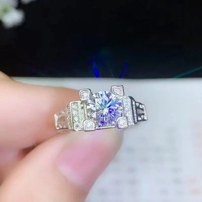 White Gold Plated Silver Vintage Moissanite Ring 1ct Center Stone Moissanite Engagement Rings & Jewelry | Luxus Moissanite | | Nice Engagement Ring Brands
