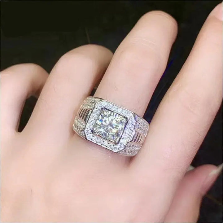 Wide band deals moissanite engagement rings