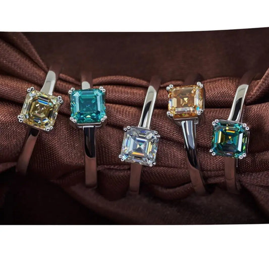 White Gold Plated Silver (multiple color options) Moissanite Ring 0.8ct Moissanite Engagement Rings & Jewelry | Luxus Moissanite | Promise Rings Women