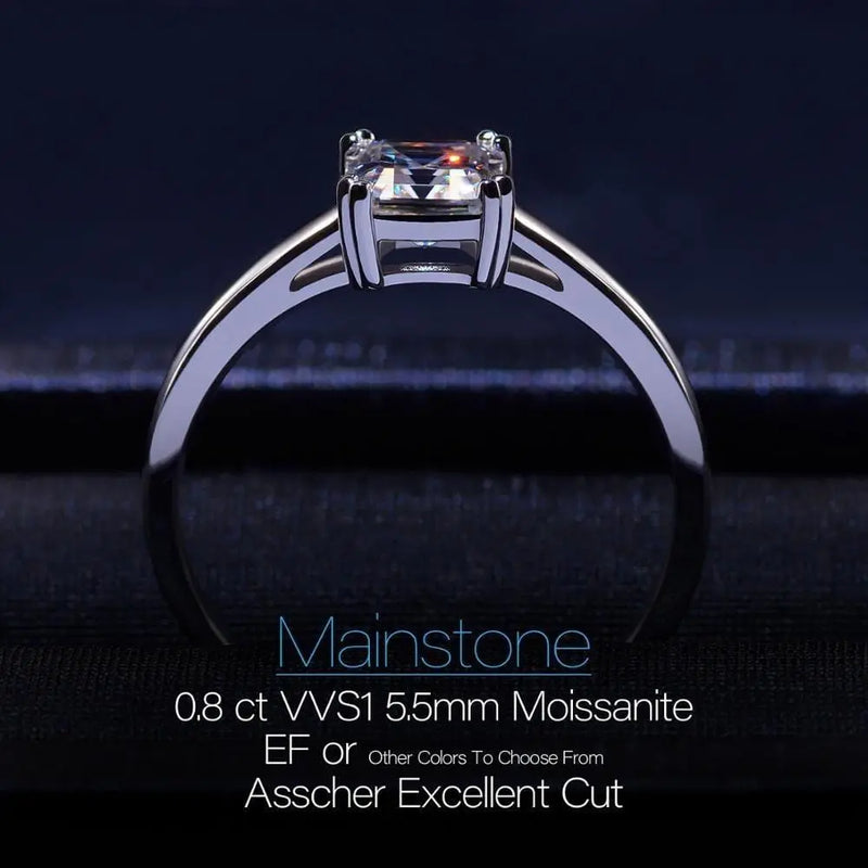 White Gold Plated Silver (multiple color options) Moissanite Ring 0.8ct Moissanite Engagement Rings & Jewelry | Luxus Moissanite