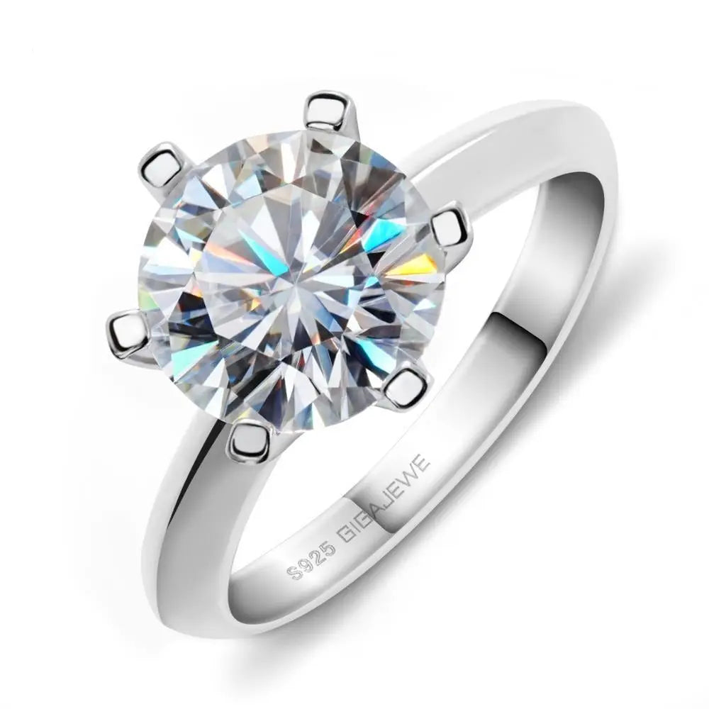 White Gold Plated Solitaire Moissanite Ring 3ct (Colored & Clear Moissanite) Moissanite Engagement Rings & Jewelry | Affordable Engagement Rings for Women | Luxus Moissanite