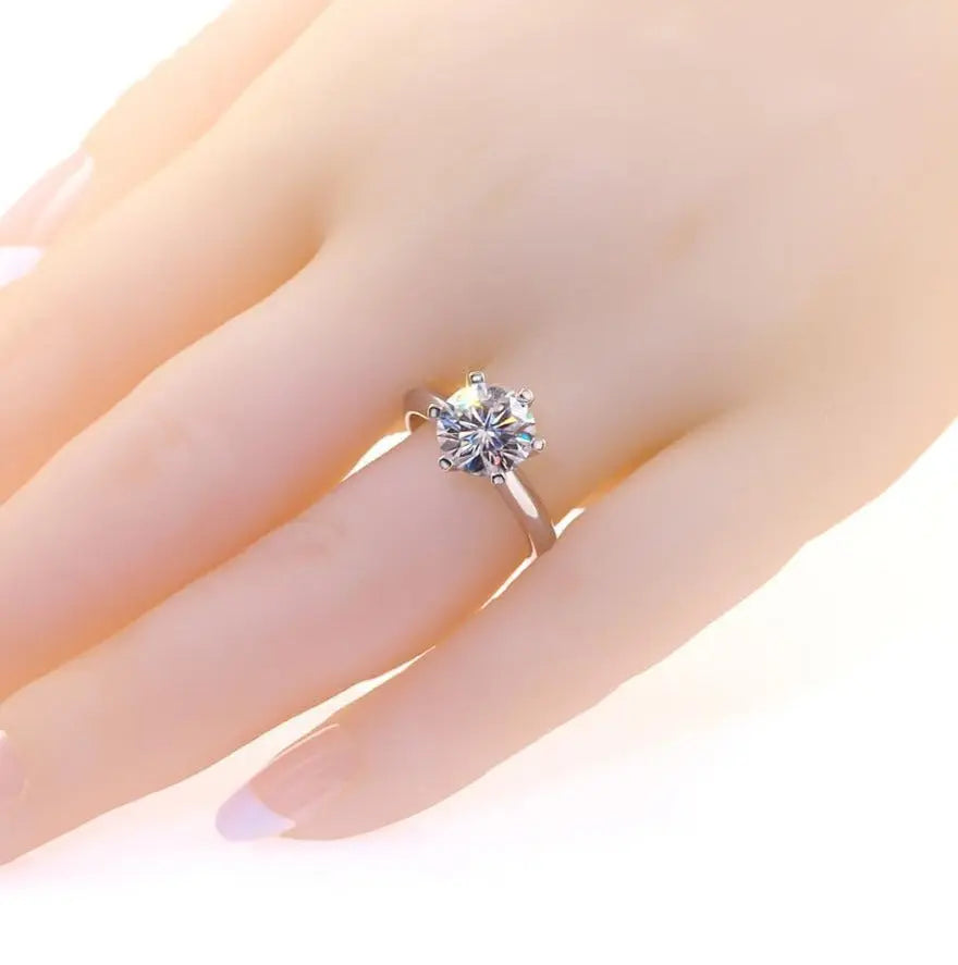 White Gold Plated Solitaire Moissanite Ring 3ct (Colored & Clear Moissanite) Moissanite Engagement Rings & Jewelry | Affordable Engagement Rings for Women | Luxus Moissanite