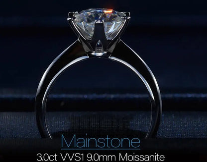 White Gold Plated Solitaire Moissanite Ring 3ct (Colored & Clear Moissanite) Moissanite Engagement Rings & Jewelry | Luxus Moissanite